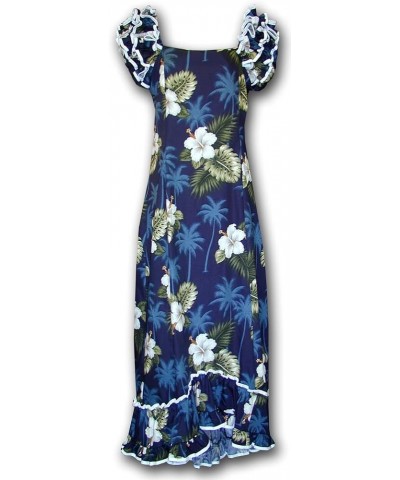 Hawaiian Muumuu Hibiscus Island Long Style Navy $36.47 Dresses