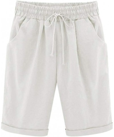 Women's Summer Comfy Bermuda Shorts Knee Length Beach Shorts White $11.49 Shorts