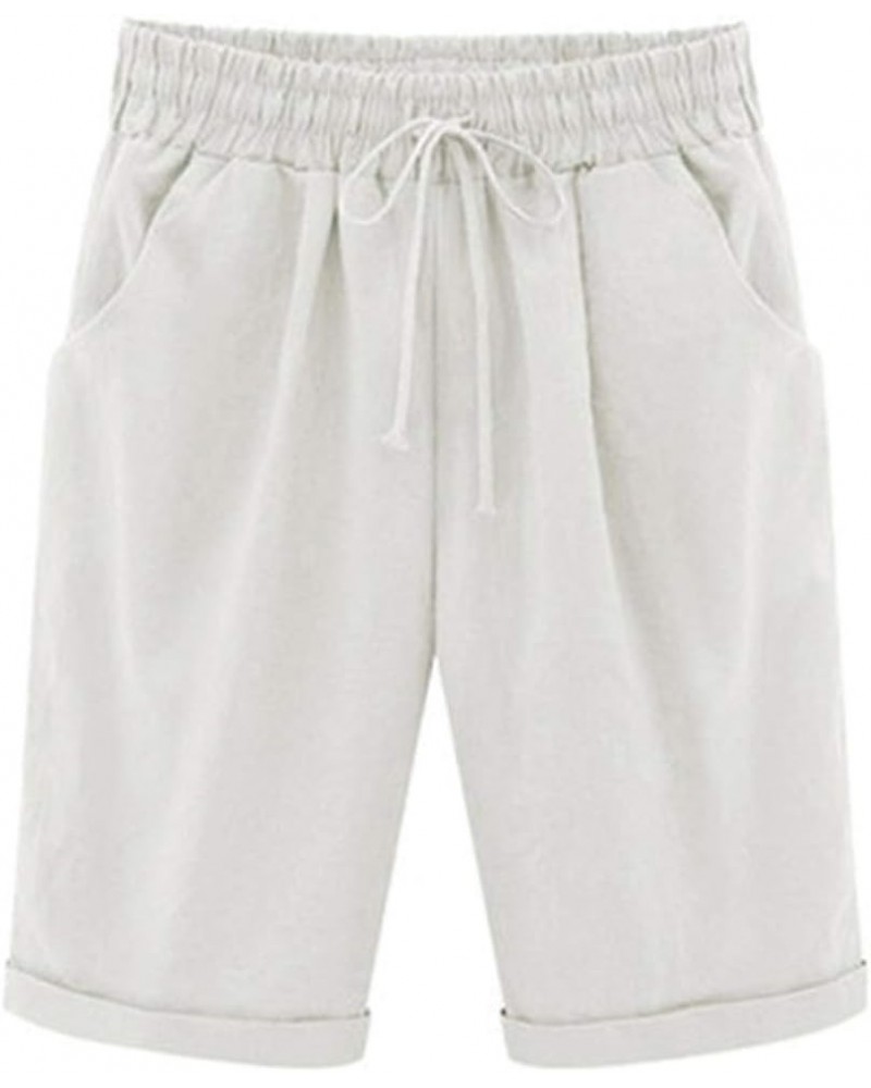 Women's Summer Comfy Bermuda Shorts Knee Length Beach Shorts White $11.49 Shorts