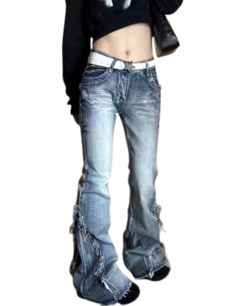 Y2k Jeans Vintage Pants Bell Bottom Jeans Low Rise Jeans for Women Flare Jeans Streetwear Pants Blue $23.19 Jeans