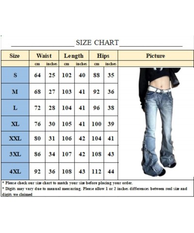 Y2k Jeans Vintage Pants Bell Bottom Jeans Low Rise Jeans for Women Flare Jeans Streetwear Pants Blue $23.19 Jeans