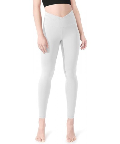 Women's High Waist Leggings with Pockets Soft Silk Smoke Collection Tummy Control Butt Lift Yoga Pants 01 White $17.10 Leggings