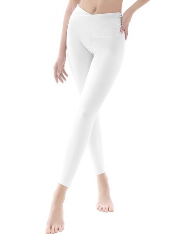 Women's High Waist Leggings with Pockets Soft Silk Smoke Collection Tummy Control Butt Lift Yoga Pants 01 White $17.10 Leggings