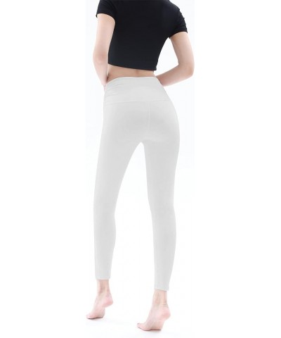 Women's High Waist Leggings with Pockets Soft Silk Smoke Collection Tummy Control Butt Lift Yoga Pants 01 White $17.10 Leggings