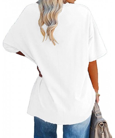 Plus Size Oversized T Shirts Women Drop Shoulder Half Sleeve Tshirt Tee Casual Summer Tunic Tops 01-white (Little See-through...