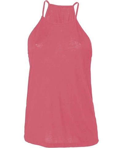 Womens/Ladies Flowy High Neck Tank Top Mauve $8.84 Tanks