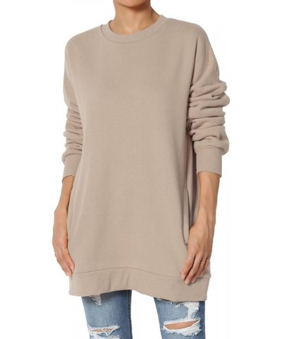 Women's S~3X Casual Cozy Oversized Crew Neck Fleece Pullover Sweatshirts Light Mocha Fleece Crew $15.68 Hoodies & Sweatshirts