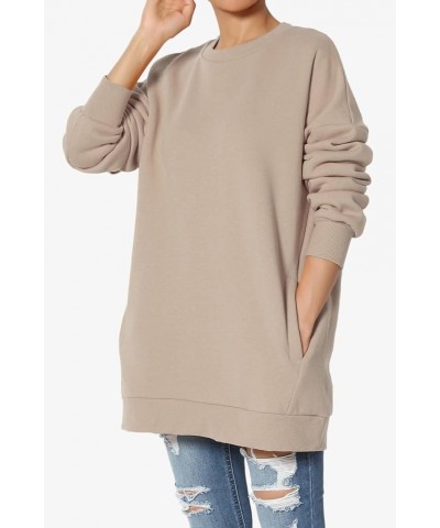 Women's S~3X Casual Cozy Oversized Crew Neck Fleece Pullover Sweatshirts Light Mocha Fleece Crew $15.68 Hoodies & Sweatshirts