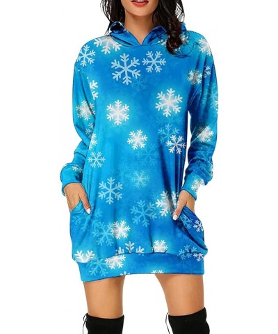 Christmas Pocket Hoodie Dress Long Sleeve Holiday Snowflake Graphic Pullover Tunic Casual Hooded Sweatshirt for Women Type a ...