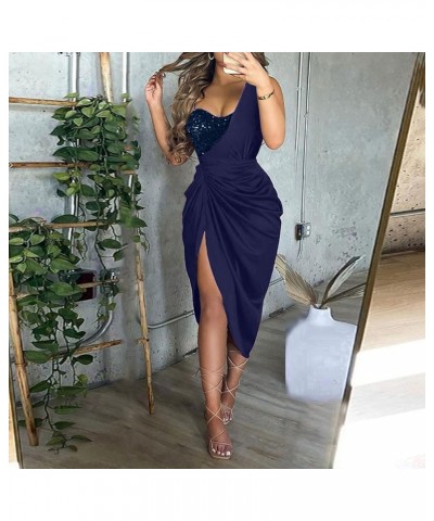 Wedding Guest Party Dress Fashion Casual Lace O Neck Empire Waist Ruffle Loose High Maxi Beach Sun Dress S002 Blue $15.67 Dre...