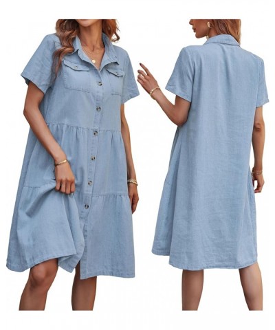 Women Denim Dress Casual Jean Dress for Summer 51 Light Blue $22.07 Dresses