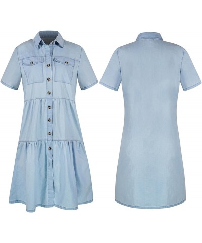 Women Denim Dress Casual Jean Dress for Summer 51 Light Blue $22.07 Dresses