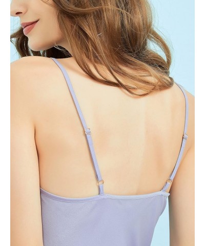 Satin Midi Slip Dress with Adjustable Spaghetti Strap, Ideal for Date Night or Formal Occasions Lilac Purple $28.67 Lingerie