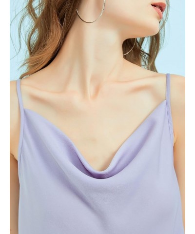 Satin Midi Slip Dress with Adjustable Spaghetti Strap, Ideal for Date Night or Formal Occasions Lilac Purple $28.67 Lingerie