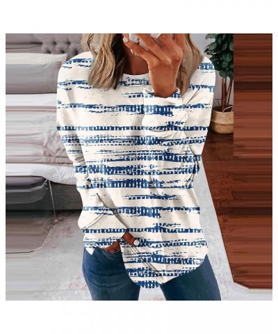 2023 Sweatshirts for Women, O-Neck Long Sleeve Loose Fit Pullovers Sweater Fall Winter Trendy Slim Shirts Outfits 6-sky Blue ...