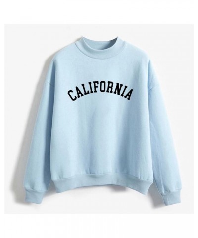 Autumn Winter O Neck Solid Color Prints Long Sleeve Pullover Sweatshirt Lightweight Fleece Top Blue-4 $3.65 Underwear