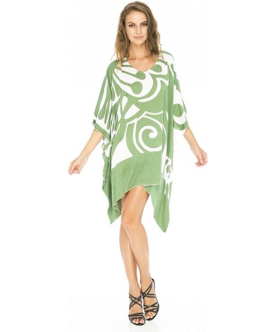 Womens Loose Short Beach Dress Swimsuit Cover Up Caftan Olive $16.79 Swimsuits