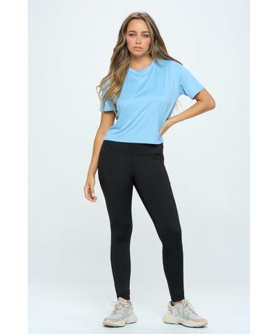 Women’s Crop Top – Short Sleeve Soft Boxy Crewneck Casual Active Workout Yoga Running Cropped Tee T Shirts Chambray $13.80 Ac...