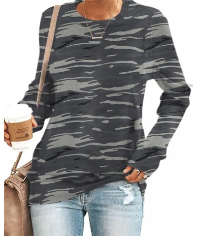 Womens Casual Crewneck Sweatshirt Long Sleeve Solid Color Shirt Soft Lightweight Loose Top Yh-camouflage Print $10.79 Hoodies...