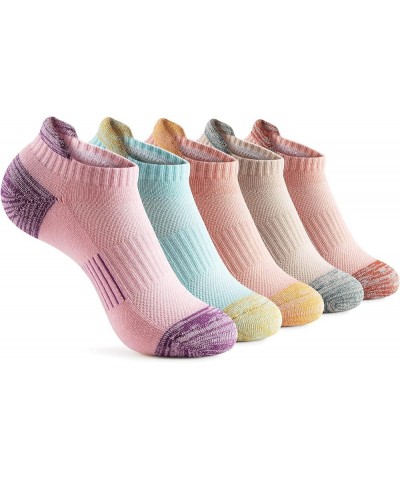 Ankle Socks Womens Running Athletic No Show Socks Cushioned 5-Pairs Fun Sorbet $8.90 Activewear