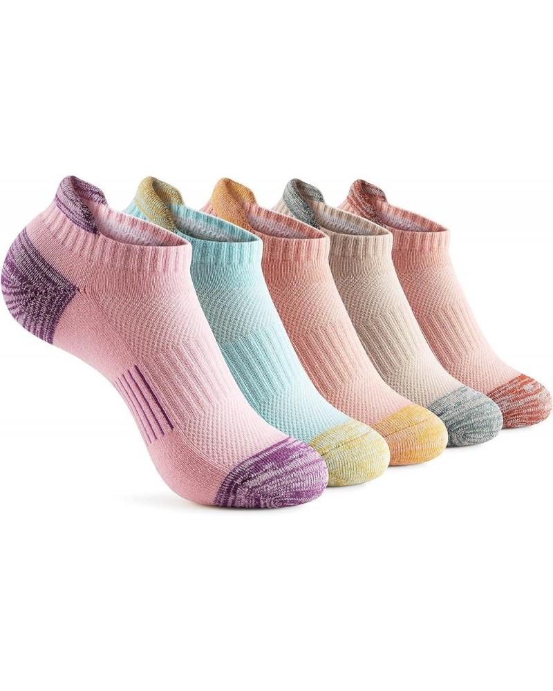 Ankle Socks Womens Running Athletic No Show Socks Cushioned 5-Pairs Fun Sorbet $8.90 Activewear