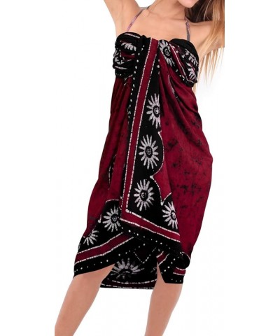 Women's Wraps Summer Long Batik Pareos Vacation Skirt Beach Bikini Sarong Bathing Suit Dashiki Swimwear for Women Garnet, Sun...