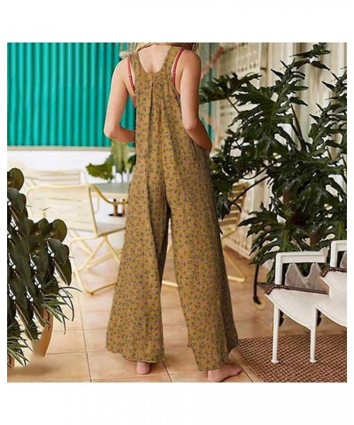 Plus Size Jumpsuits for Women Women's Casual Plus Size Overalls Baggy Wide Leg Loose Rompers Jumpsuit Jumpsuit Rompers Yellow...