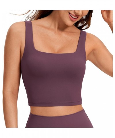 Butterluxe Womens Square Neck Longline Sports Bra - Workout Crop Tank Tops Padded with Built in Shelf Yoga Bra Arctic Plum $2...