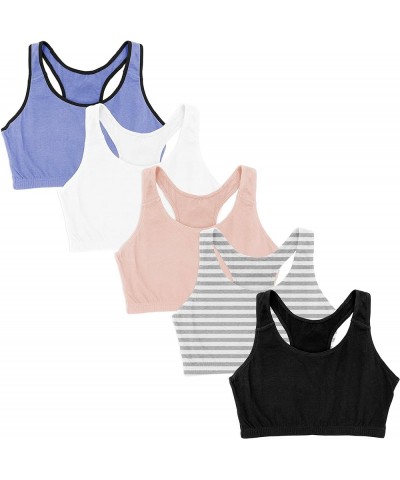 Women's Cotton Spandex Racer Back Bra | 4 Way Stretch Pullover Sport Comfort Bra (Multi-Pack) 5 Pack -Assorted Color Grab Bag...