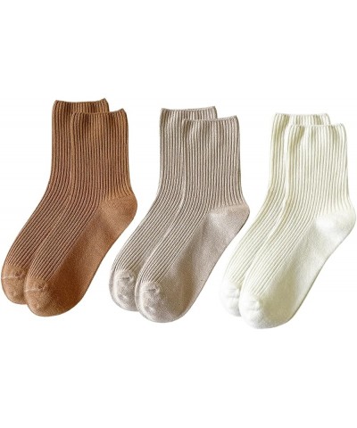 Women Cute Cotton Crew Socks Athletic Aesthetic Soft Casual Neutral Slouchy Boot Dress Socks Girls Granola Essentials 3 Pairs...