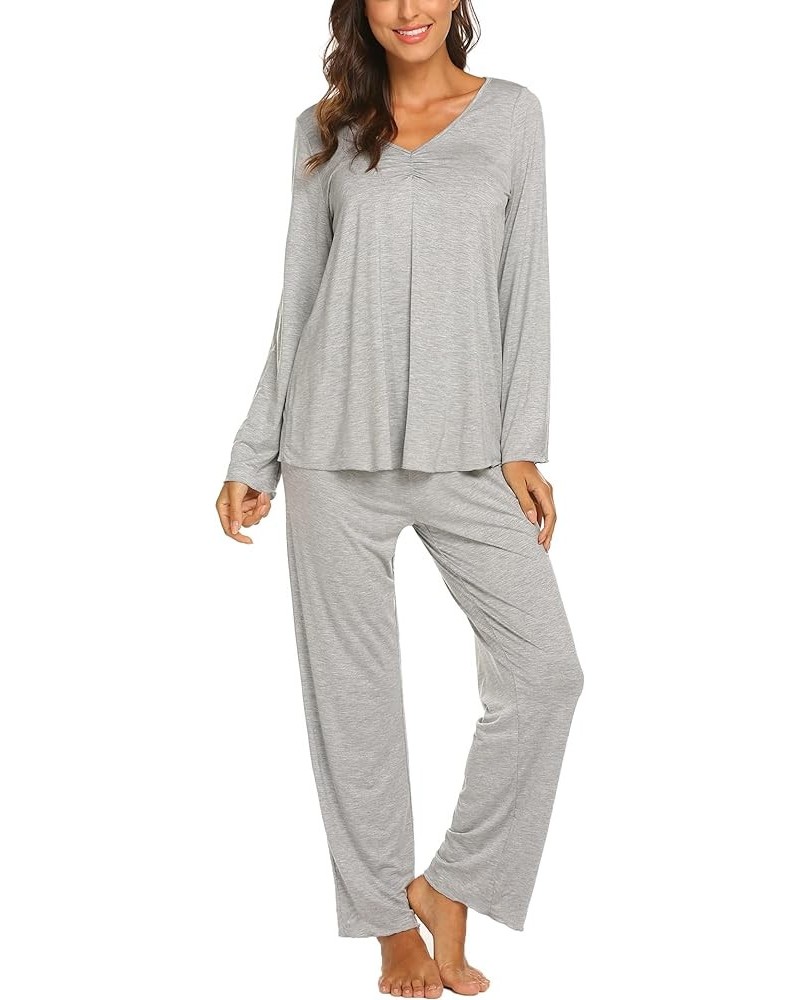 Pajamas for Women Soft Sleepwear Set Long Sleeve Comfy Pjs Top Loose Fit Pj Pants Loungewear B07 Light Grey $21.93 Sleep & Lo...