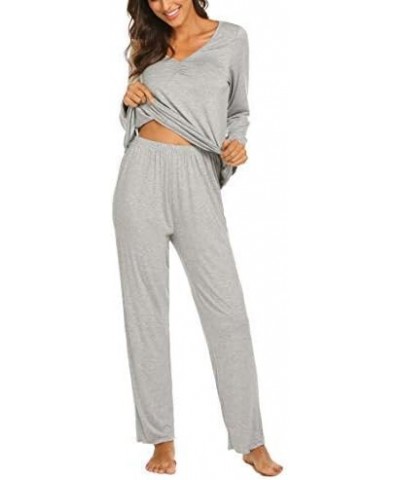 Pajamas for Women Soft Sleepwear Set Long Sleeve Comfy Pjs Top Loose Fit Pj Pants Loungewear B07 Light Grey $21.93 Sleep & Lo...