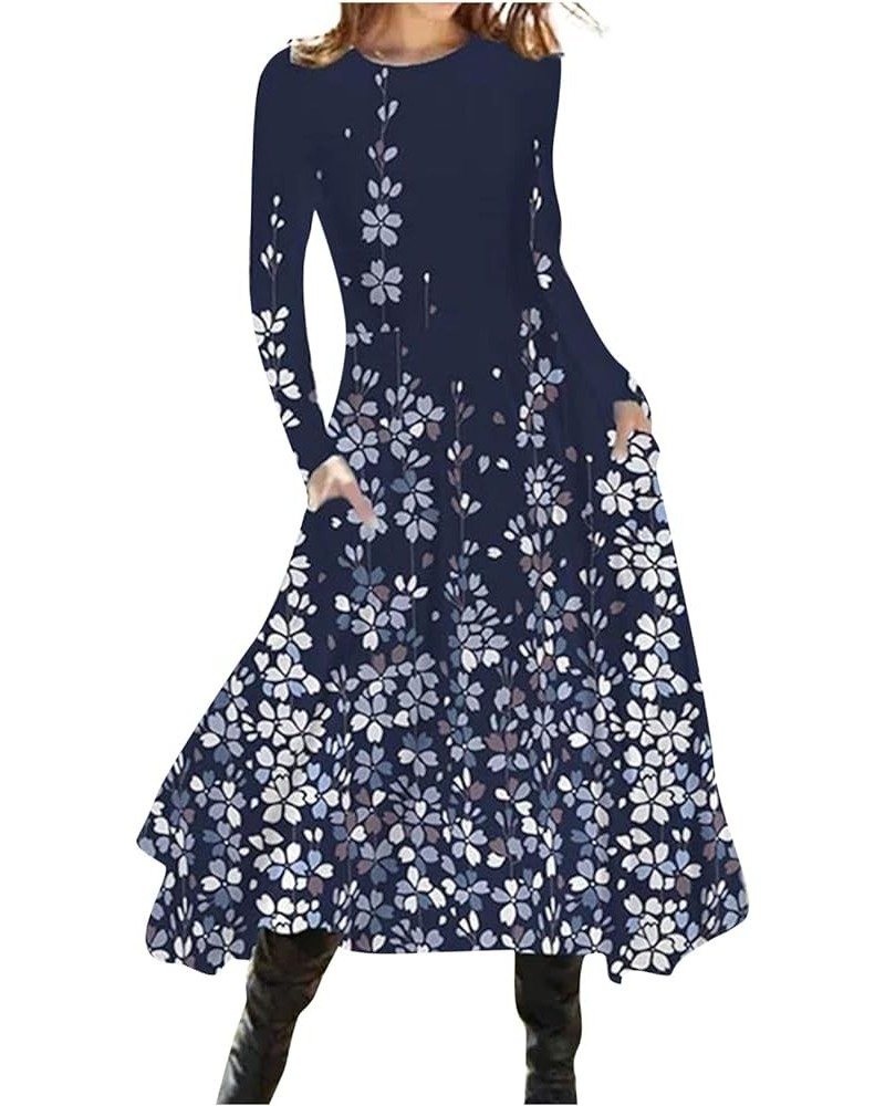 Womens Sexy Off Shoulder Dresses Vintage Print Patchwork Button Casual Dress Long Sleeve Flowy Swing A-Line Dress 14blue $11....