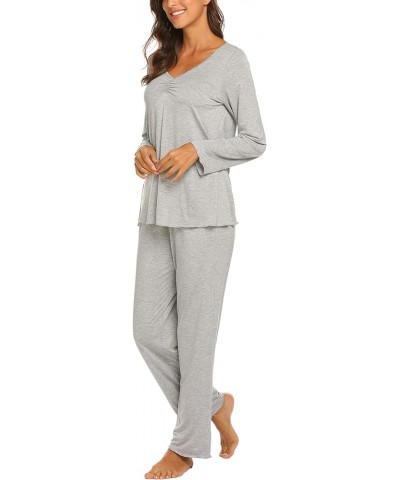 Pajamas for Women Soft Sleepwear Set Long Sleeve Comfy Pjs Top Loose Fit Pj Pants Loungewear B07 Light Grey $21.93 Sleep & Lo...