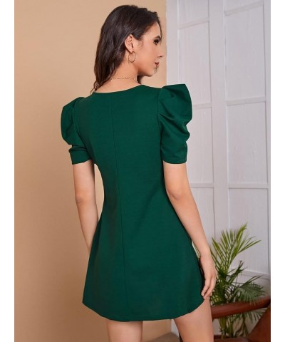 Women's Summer Puff Short Sleeve Casual Dress Round Neck Fashion Elegant A Line Dresses Green $16.32 Dresses