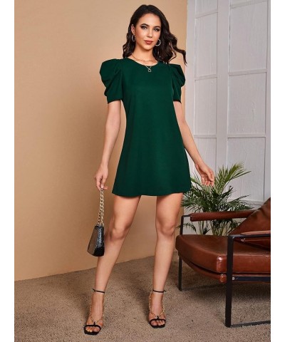 Women's Summer Puff Short Sleeve Casual Dress Round Neck Fashion Elegant A Line Dresses Green $16.32 Dresses