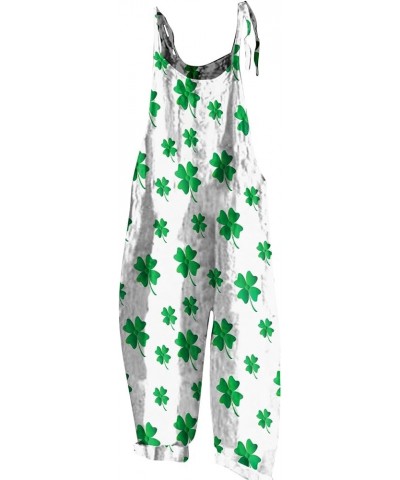 Jumpsuit For Women Fashion St.Patrick's Day Print Daily Cotton Dressy Linen Casual Vintage Fashion Romper Summer Pants 2-whit...