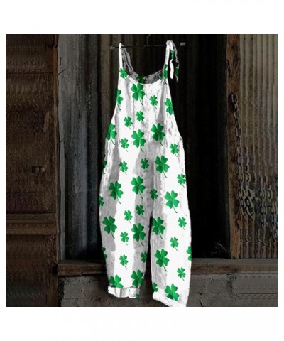 Jumpsuit For Women Fashion St.Patrick's Day Print Daily Cotton Dressy Linen Casual Vintage Fashion Romper Summer Pants 2-whit...