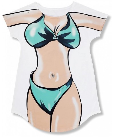 Bathing Suit for Women,Funny Bikini Shirt Cover Up,Novelty Beach Swimsuit Cover Up Green $9.87 Swimsuits