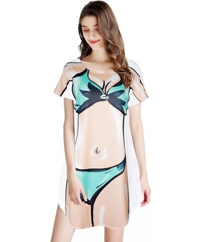 Bathing Suit for Women,Funny Bikini Shirt Cover Up,Novelty Beach Swimsuit Cover Up Green $9.87 Swimsuits