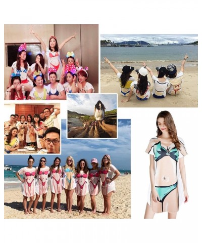 Bathing Suit for Women,Funny Bikini Shirt Cover Up,Novelty Beach Swimsuit Cover Up Green $9.87 Swimsuits