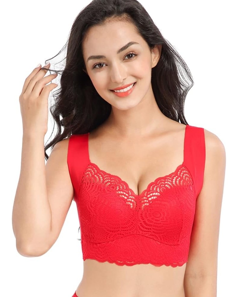 PrettyHealth Lymphvity Detoxification and Shaping & Powerful Lifting Bra, Lace Wireless Bra for Women Red Small $7.50 Lingerie