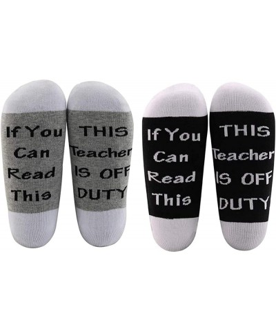 Teacher Appreciation Gifts Teacher Socks If You Can Read This Teacher Is Off Duty Socks End Of School Gift 2 Pairs/Set - Ankl...