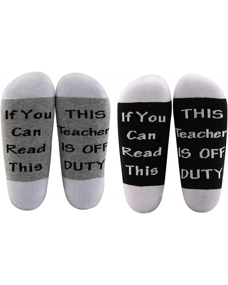 Teacher Appreciation Gifts Teacher Socks If You Can Read This Teacher Is Off Duty Socks End Of School Gift 2 Pairs/Set - Ankl...