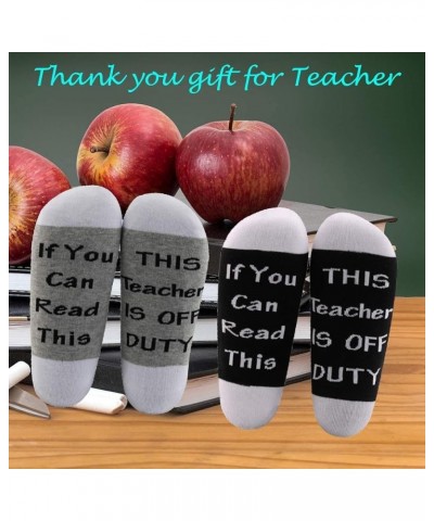 Teacher Appreciation Gifts Teacher Socks If You Can Read This Teacher Is Off Duty Socks End Of School Gift 2 Pairs/Set - Ankl...