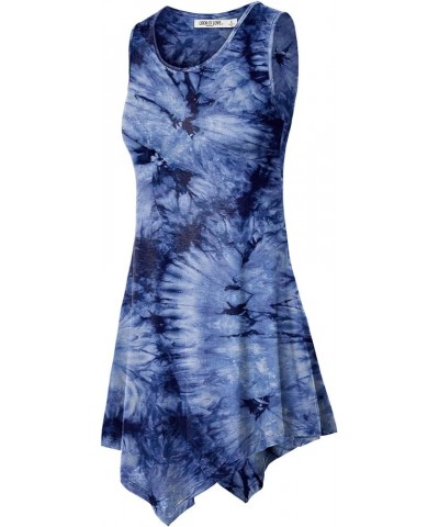 Women's Sleeveless Boho Tie-Dye Ombre Tunic Tank Top Wt1065_navy $9.78 Tanks