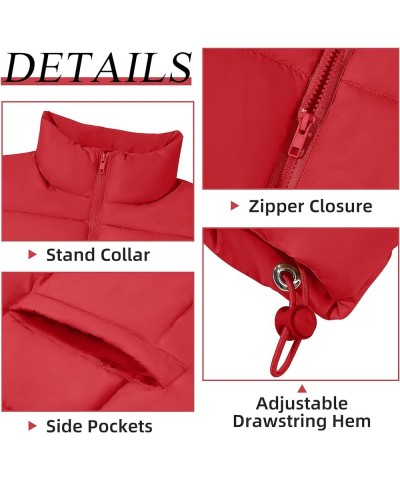 Puffer Vest Women Outerwear Vests Sleeveless Stand Collar Oversized Zip Up Padded Puffy Winter Gilet Jacket Coat Red $14.69 V...