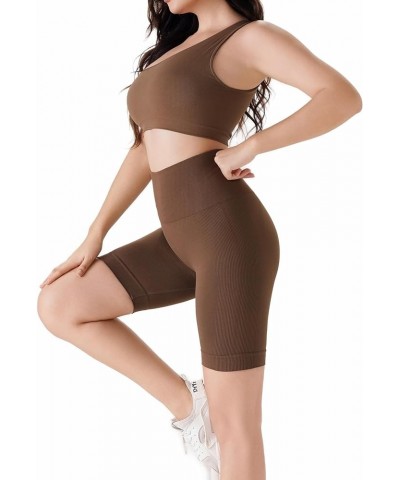 Workout Leggings for Women High Waist Tummy Contral Yoga Leggings,Compression Pants 8" Coffee $15.10 Leggings