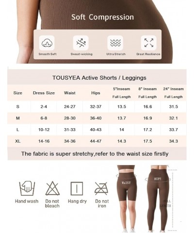 Workout Leggings for Women High Waist Tummy Contral Yoga Leggings,Compression Pants 8" Coffee $15.10 Leggings