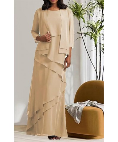 Mother of Bride Dresses with Jacket 2-Pieces Long Mother of The Groom Dress Ruffle Chiffon Formal Evening Gowns Mint $33.00 D...